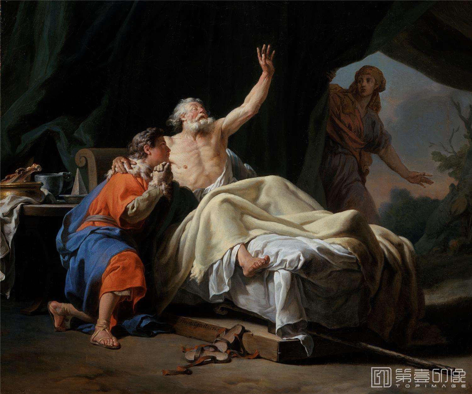 油画-美国洛杉矶国家美术馆-Nicolas-Guy Brenet-Isaac Blessing Jacob-207